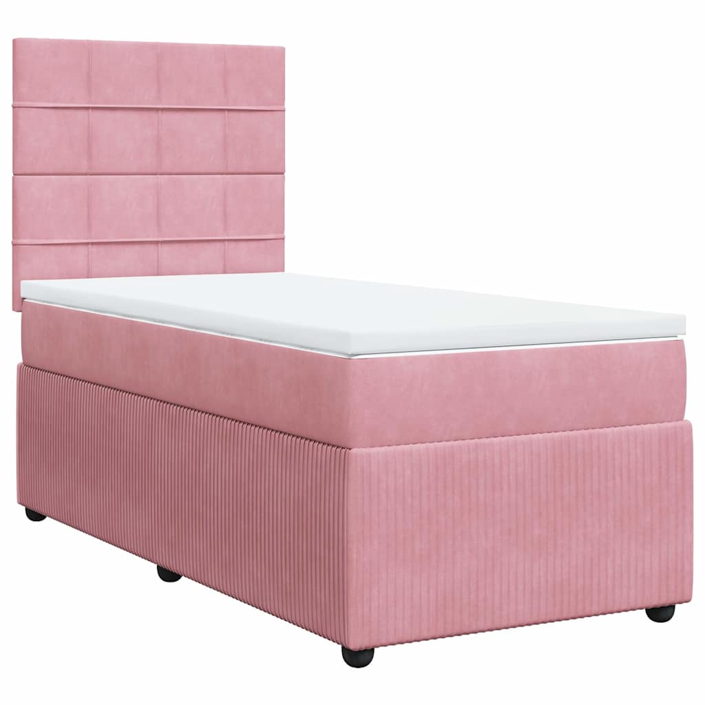 vidaXL Κρεβάτι Boxspring με Στρώμα Ροζ 100x200 εκ. Βελούδινο