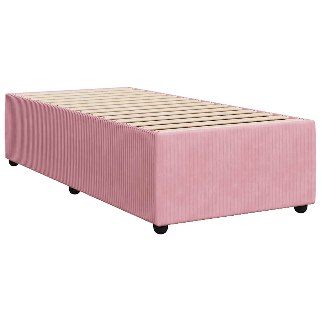 vidaXL Κρεβάτι Boxspring με Στρώμα Ροζ 100x200 εκ. Βελούδινο