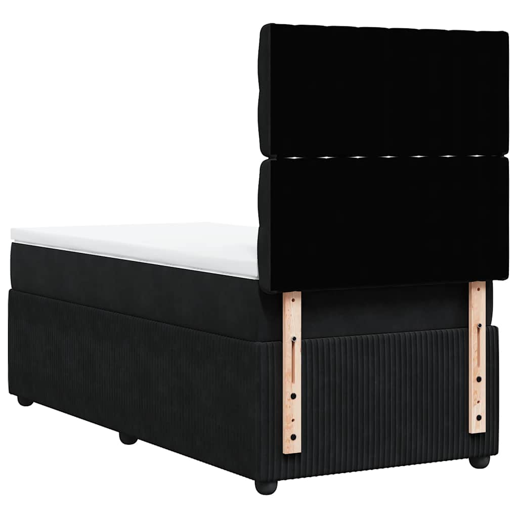 vidaXL Κρεβάτι Boxspring με Στρώμα Μαύρο 100x200 εκ. Βελούδινο