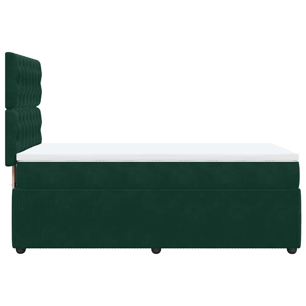 vidaXL Κρεβάτι Boxspring με Στρώμα Σκούρο Πράσινο 100x200εκ. Βελούδινο