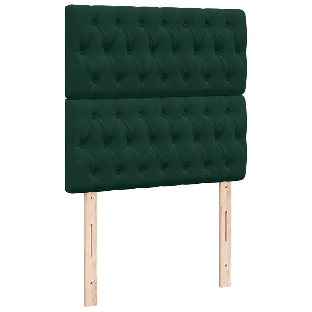 vidaXL Κρεβάτι Boxspring με Στρώμα Σκούρο Πράσινο 100x200εκ. Βελούδινο