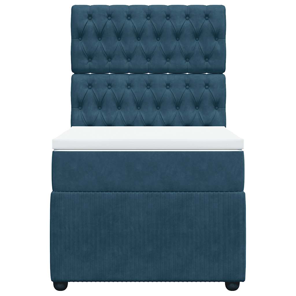 vidaXL Κρεβάτι Boxspring με Στρώμα Μπλε 100x200 εκ. Βελούδινο