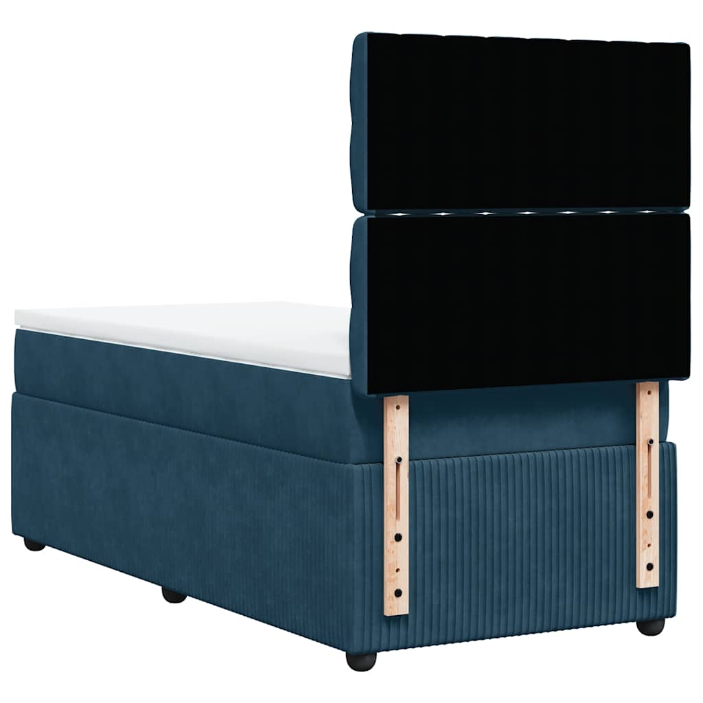 vidaXL Κρεβάτι Boxspring με Στρώμα Μπλε 100x200 εκ. Βελούδινο