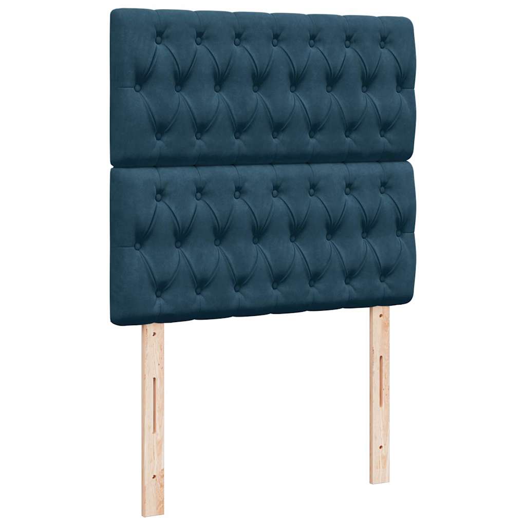 vidaXL Κρεβάτι Boxspring με Στρώμα Μπλε 100x200 εκ. Βελούδινο