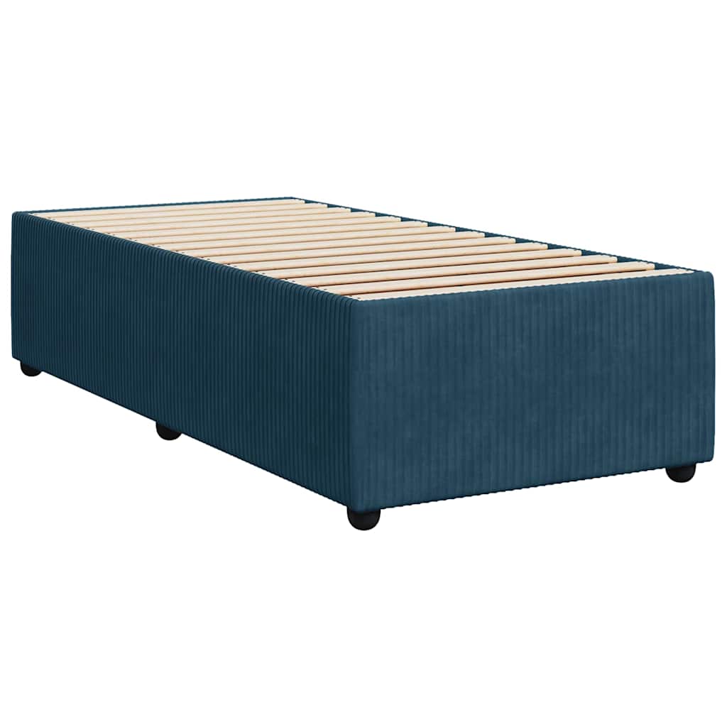 vidaXL Κρεβάτι Boxspring με Στρώμα Μπλε 100x200 εκ. Βελούδινο