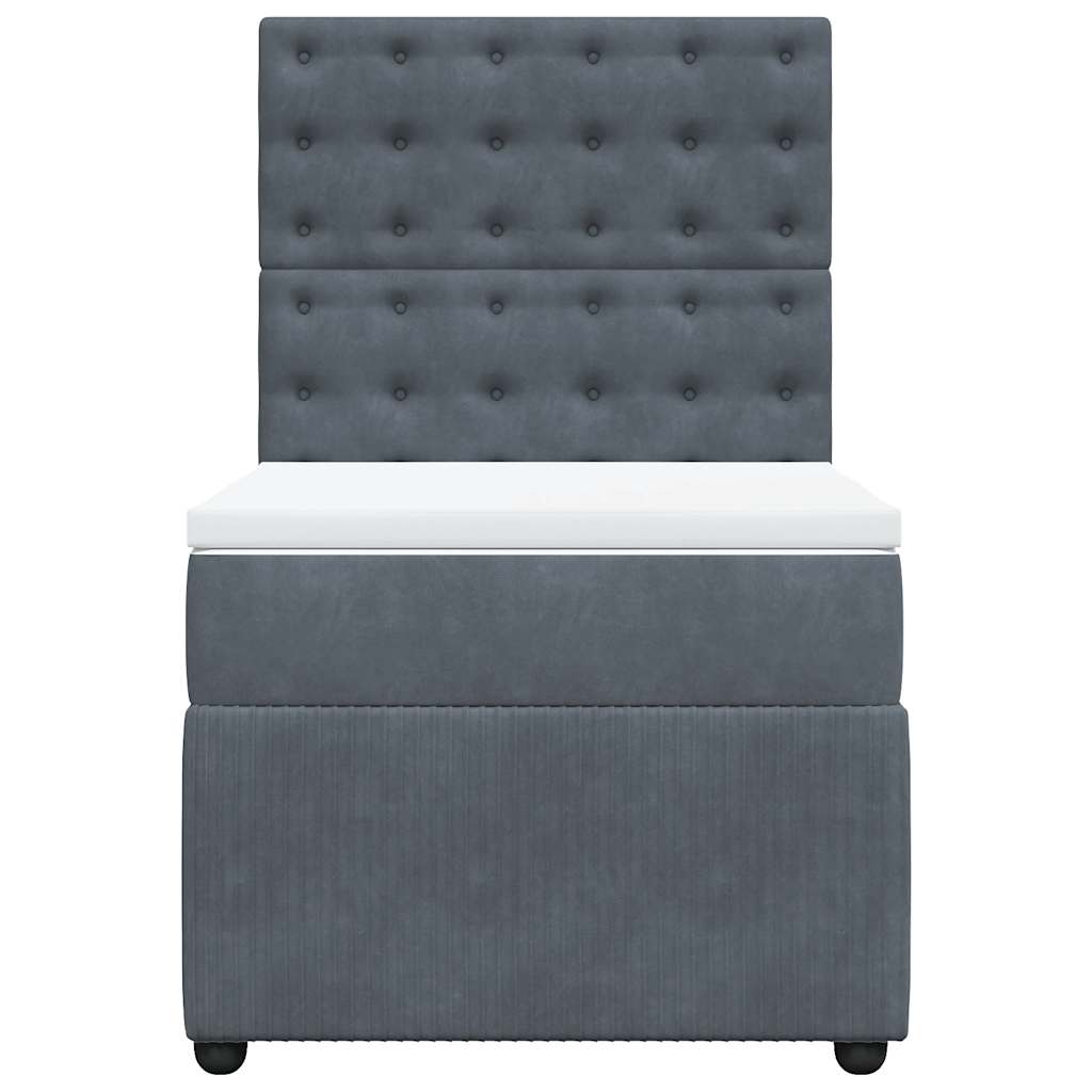 vidaXL Κρεβάτι Boxspring με Στρώμα Σκούρο Γκρι 100x200 εκ. Βελούδινο