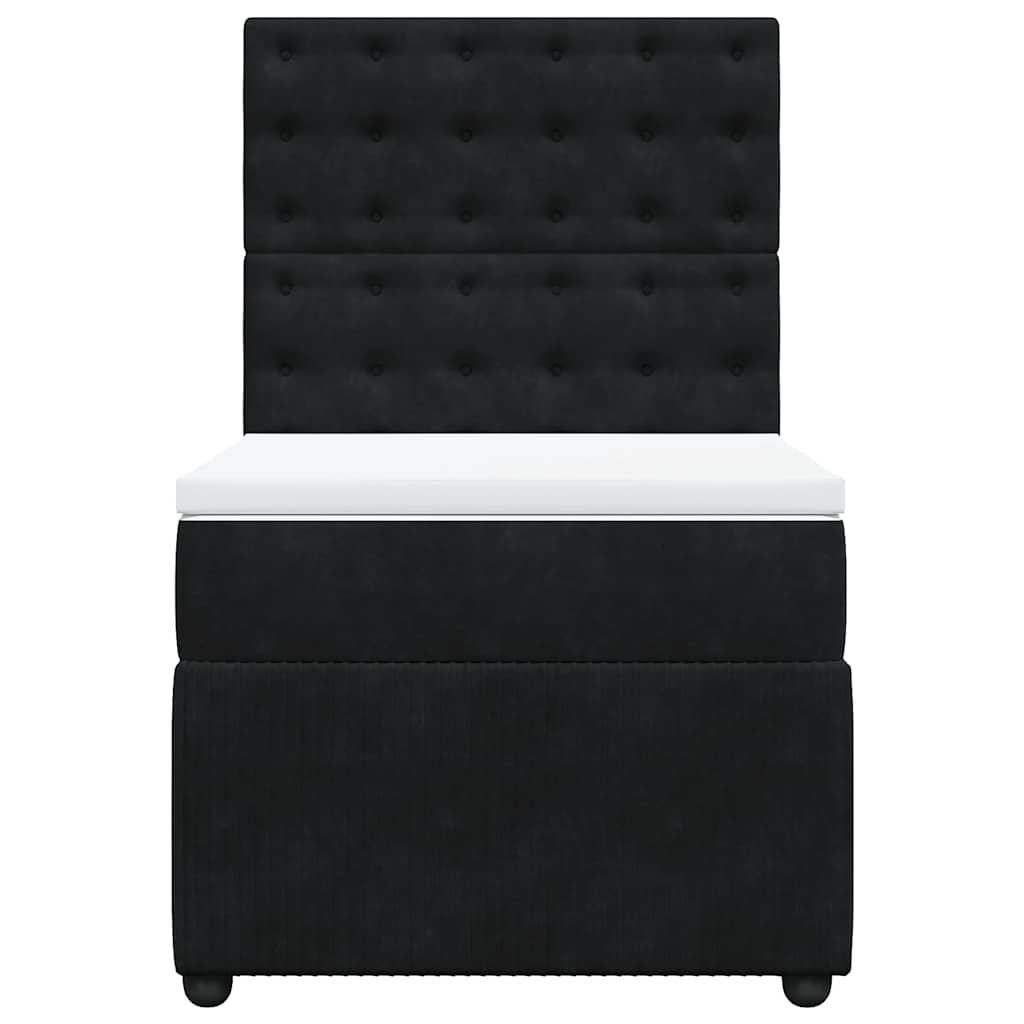 vidaXL Κρεβάτι Boxspring με Στρώμα Μαύρο 100x200 εκ. Βελούδινο