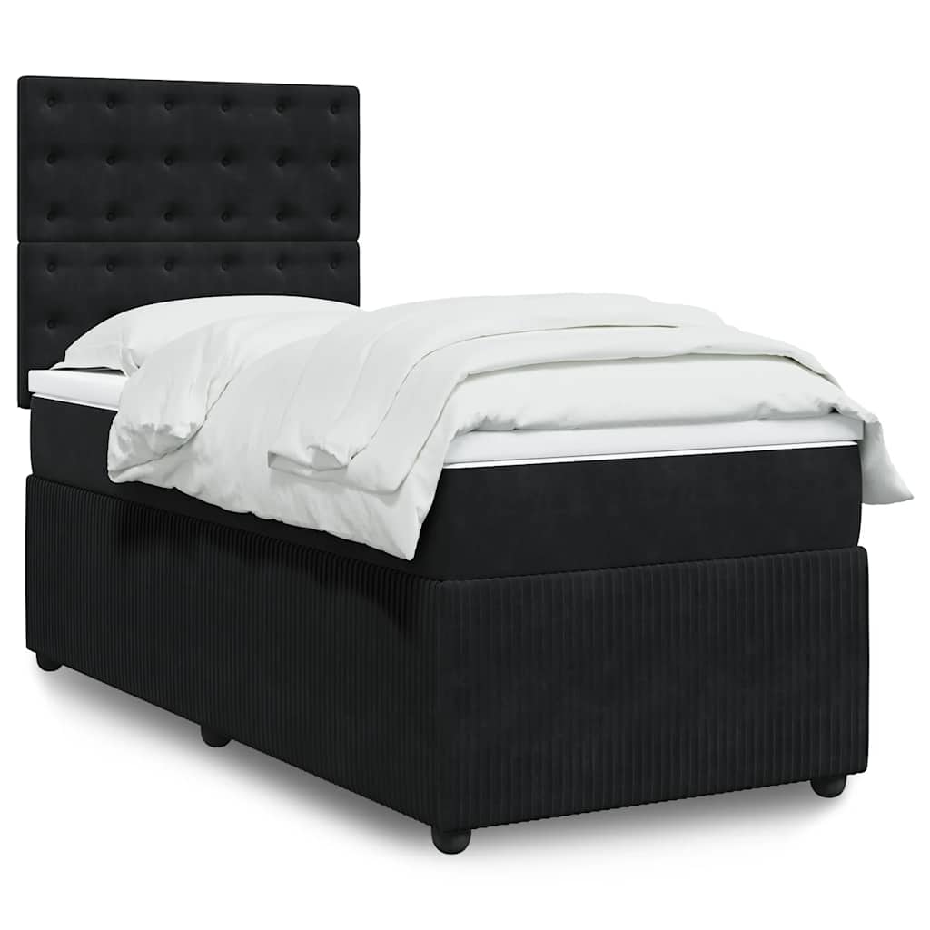 vidaXL Κρεβάτι Boxspring με Στρώμα Μαύρο 100x200 εκ. Βελούδινο