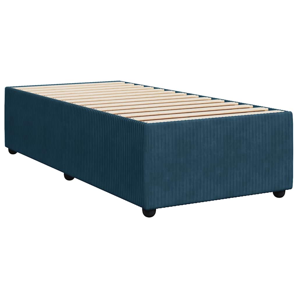 vidaXL Κρεβάτι Boxspring με Στρώμα Μπλε 100x200 εκ. Βελούδινο