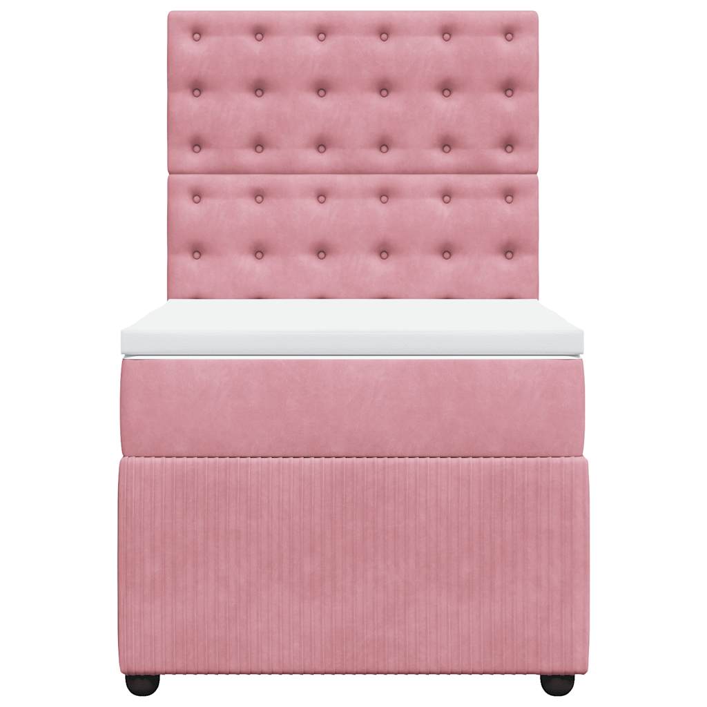 vidaXL Κρεβάτι Boxspring με Στρώμα Ροζ 100x200 εκ. Βελούδινο