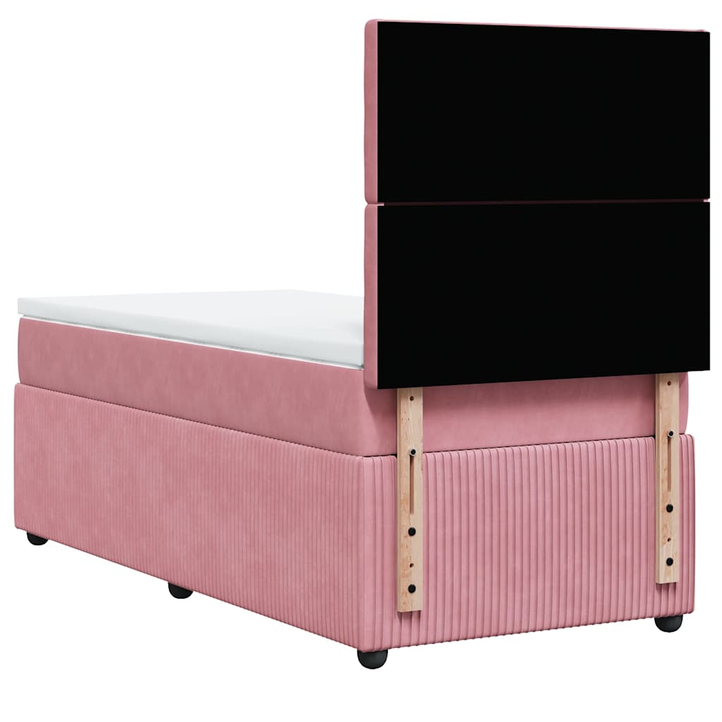 vidaXL Κρεβάτι Boxspring με Στρώμα Ροζ 100x200 εκ. Βελούδινο