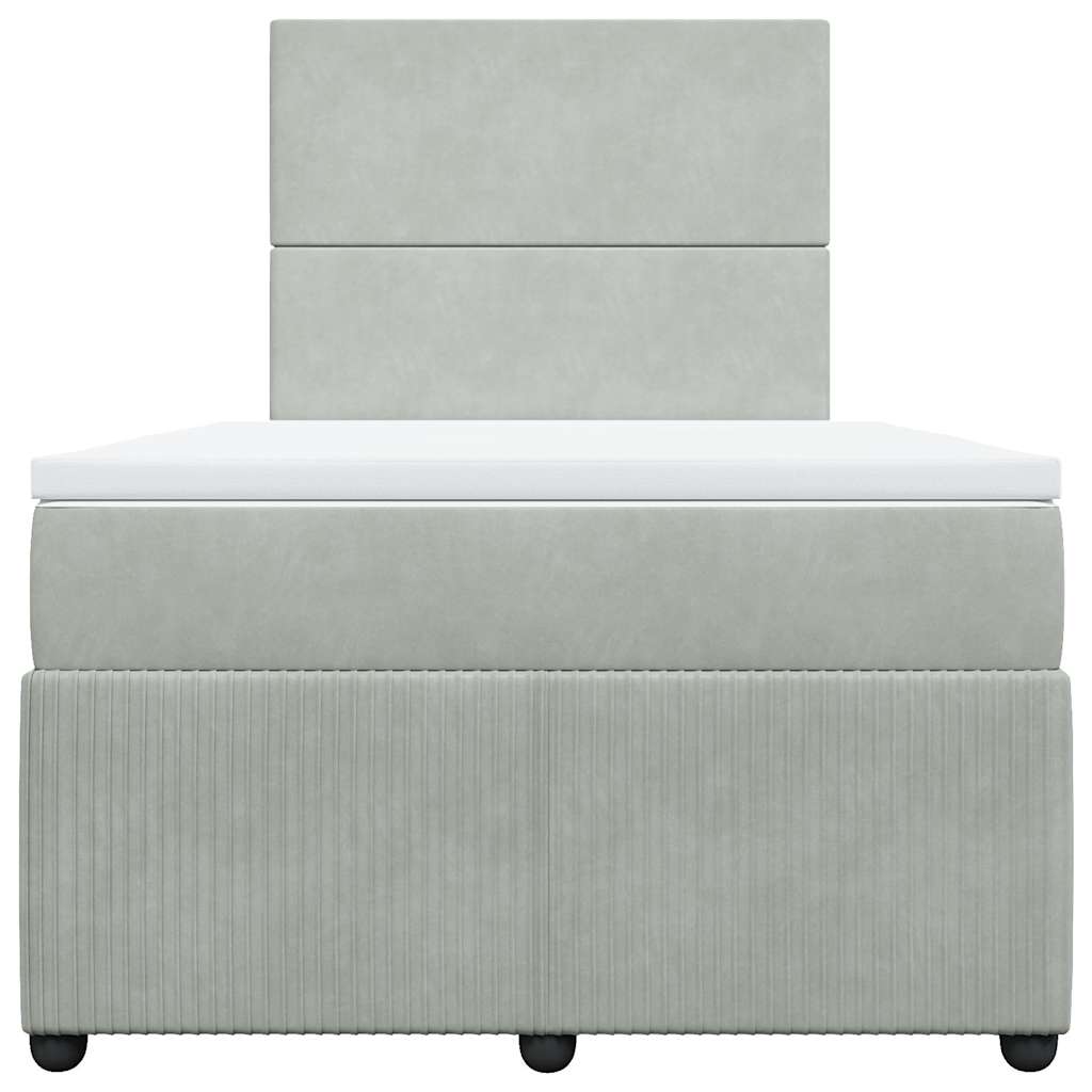 vidaXL Κρεβάτι Boxspring με Στρώμα Ανοιχτό Γκρι 120x190 εκ. Βελούδινο