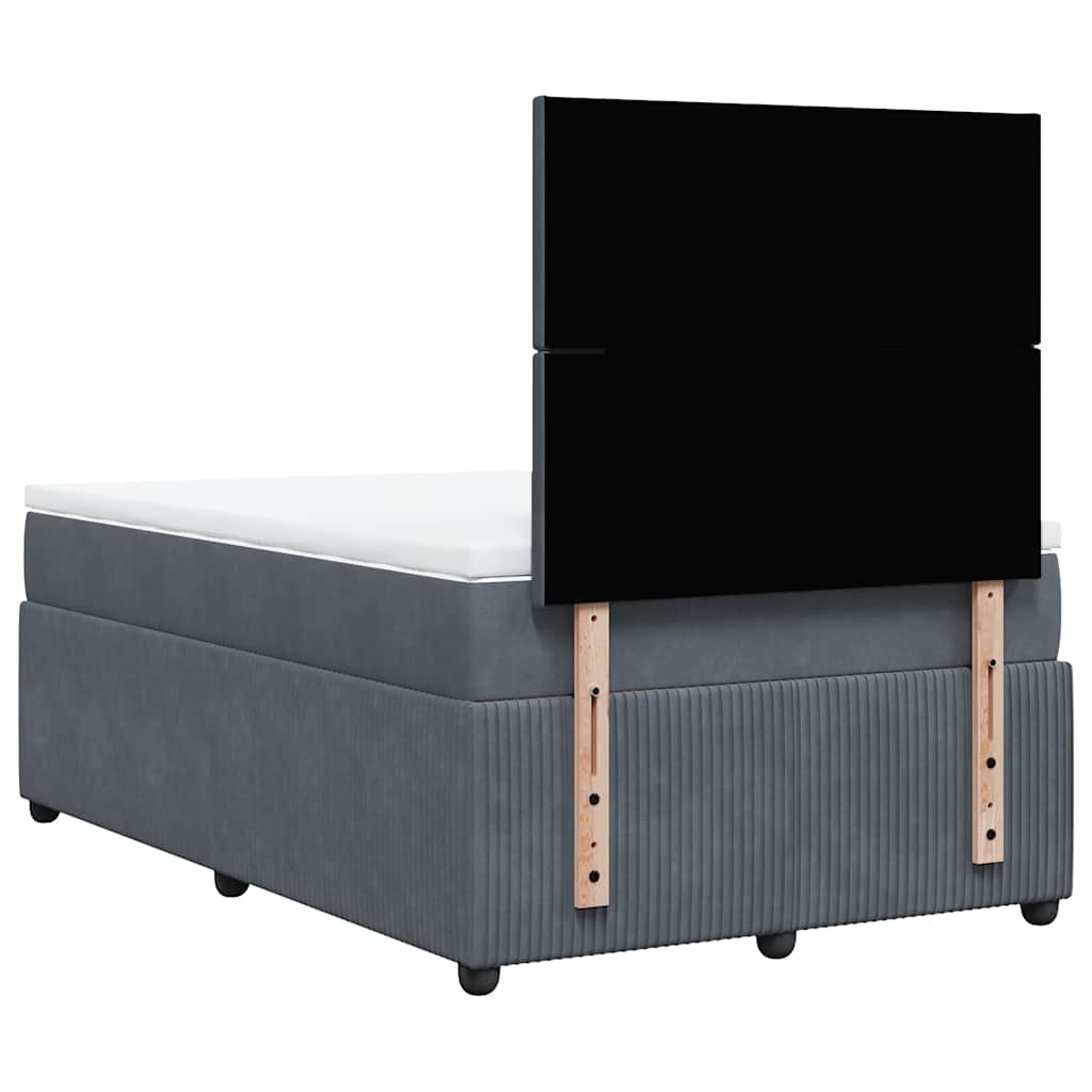 vidaXL Κρεβάτι Boxspring με Στρώμα Σκούρο Γκρι 120x190 εκ. Βελούδινο