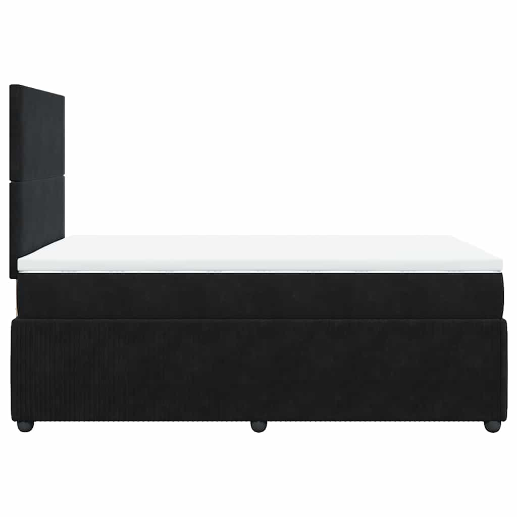 vidaXL Κρεβάτι Boxspring με Στρώμα Μαύρο 120x190 εκ. Βελούδινο
