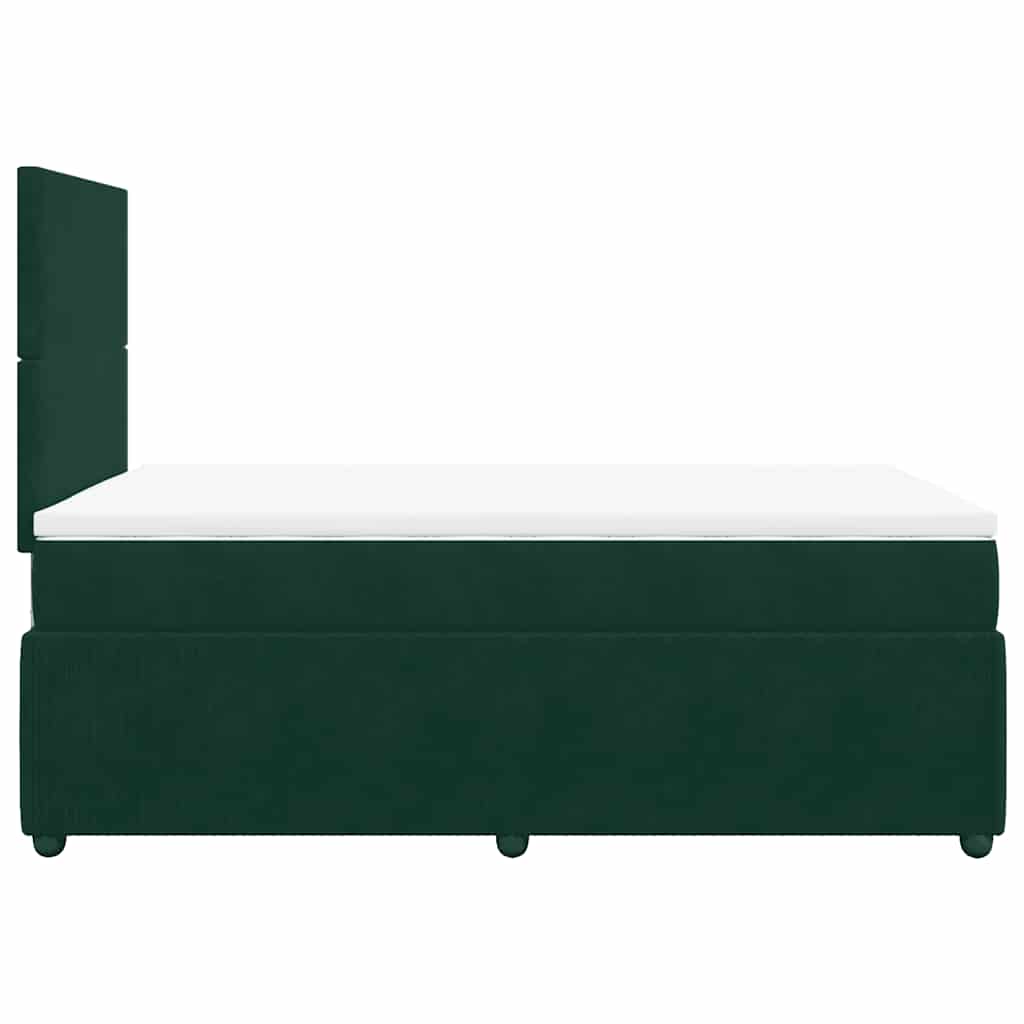 vidaXL Κρεβάτι Boxspring με Στρώμα Σκούρο Πράσινο 120x190εκ. Βελούδινο