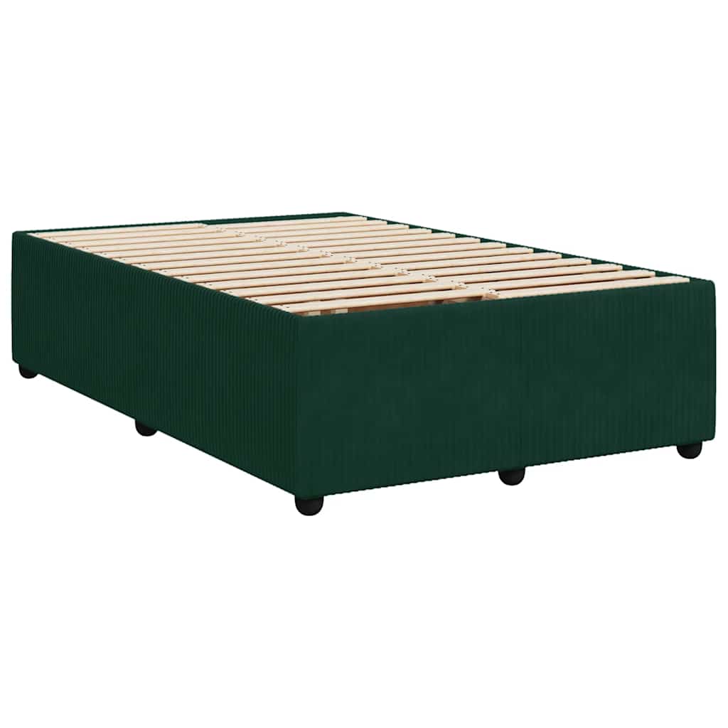 vidaXL Κρεβάτι Boxspring με Στρώμα Σκούρο Πράσινο 120x190εκ. Βελούδινο