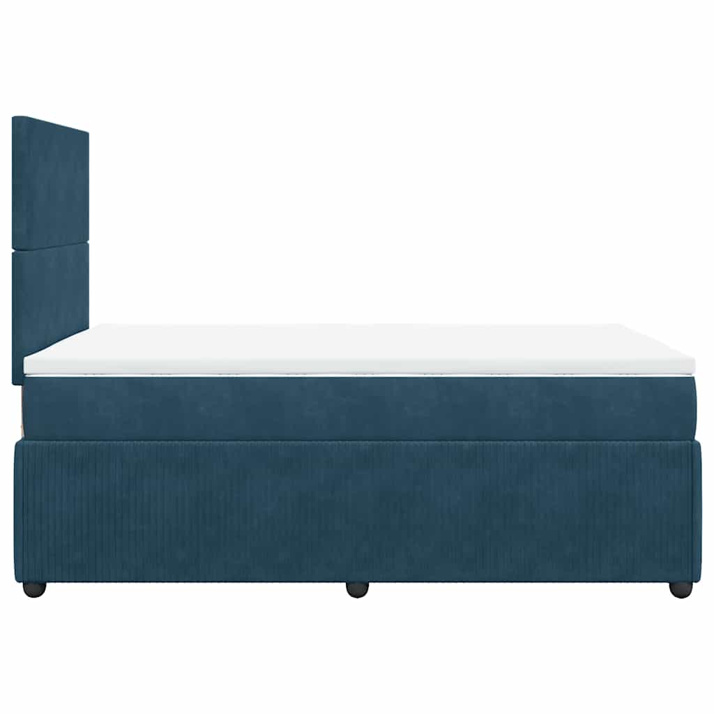 vidaXL Κρεβάτι Boxspring με Στρώμα Μπλε 120x190 εκ. Βελούδινο