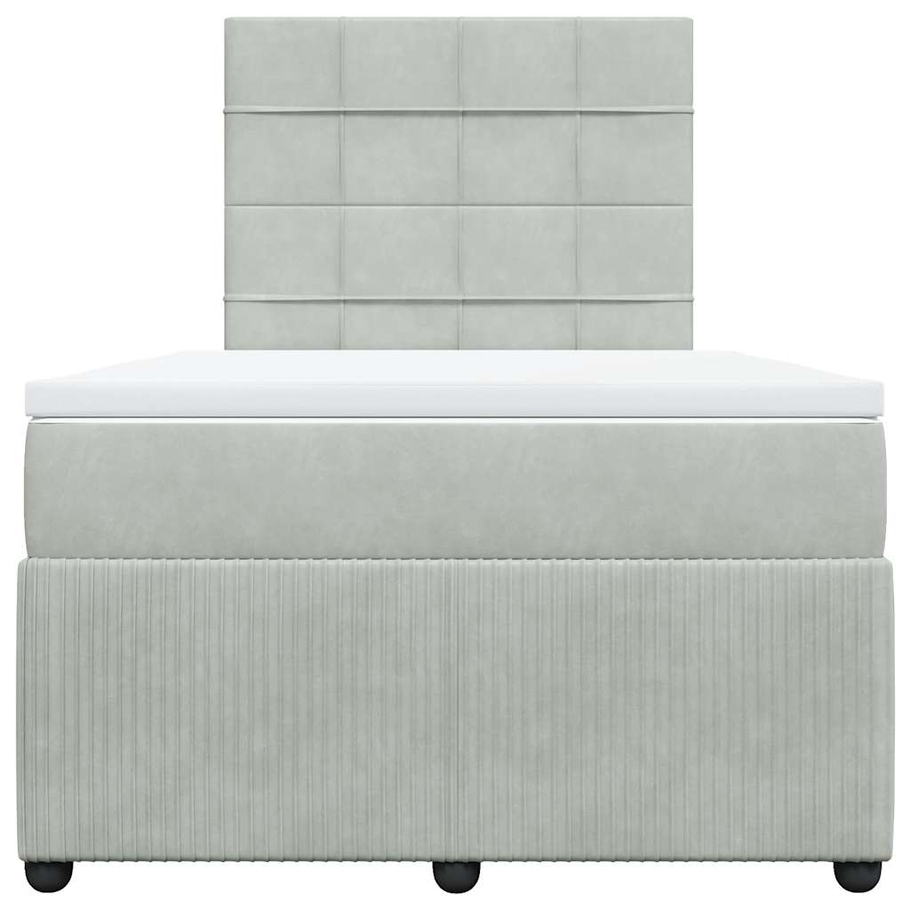 vidaXL Κρεβάτι Boxspring με Στρώμα Ανοιχτό Γκρι 120x190 εκ. Βελούδινο