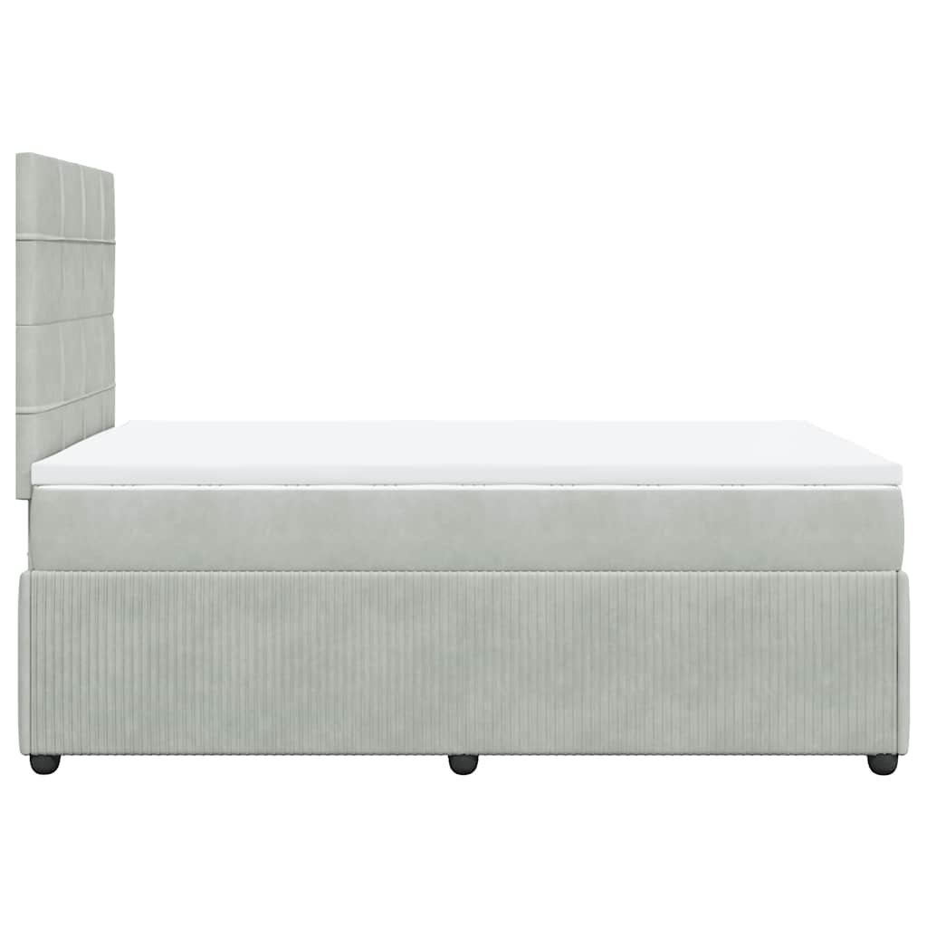 vidaXL Κρεβάτι Boxspring με Στρώμα Ανοιχτό Γκρι 120x190 εκ. Βελούδινο