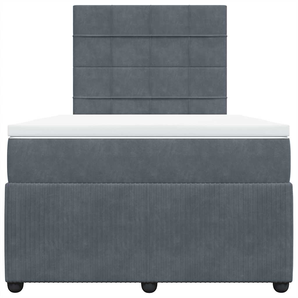 vidaXL Κρεβάτι Boxspring με Στρώμα Σκούρο Γκρι 120x190 εκ. Βελούδινο