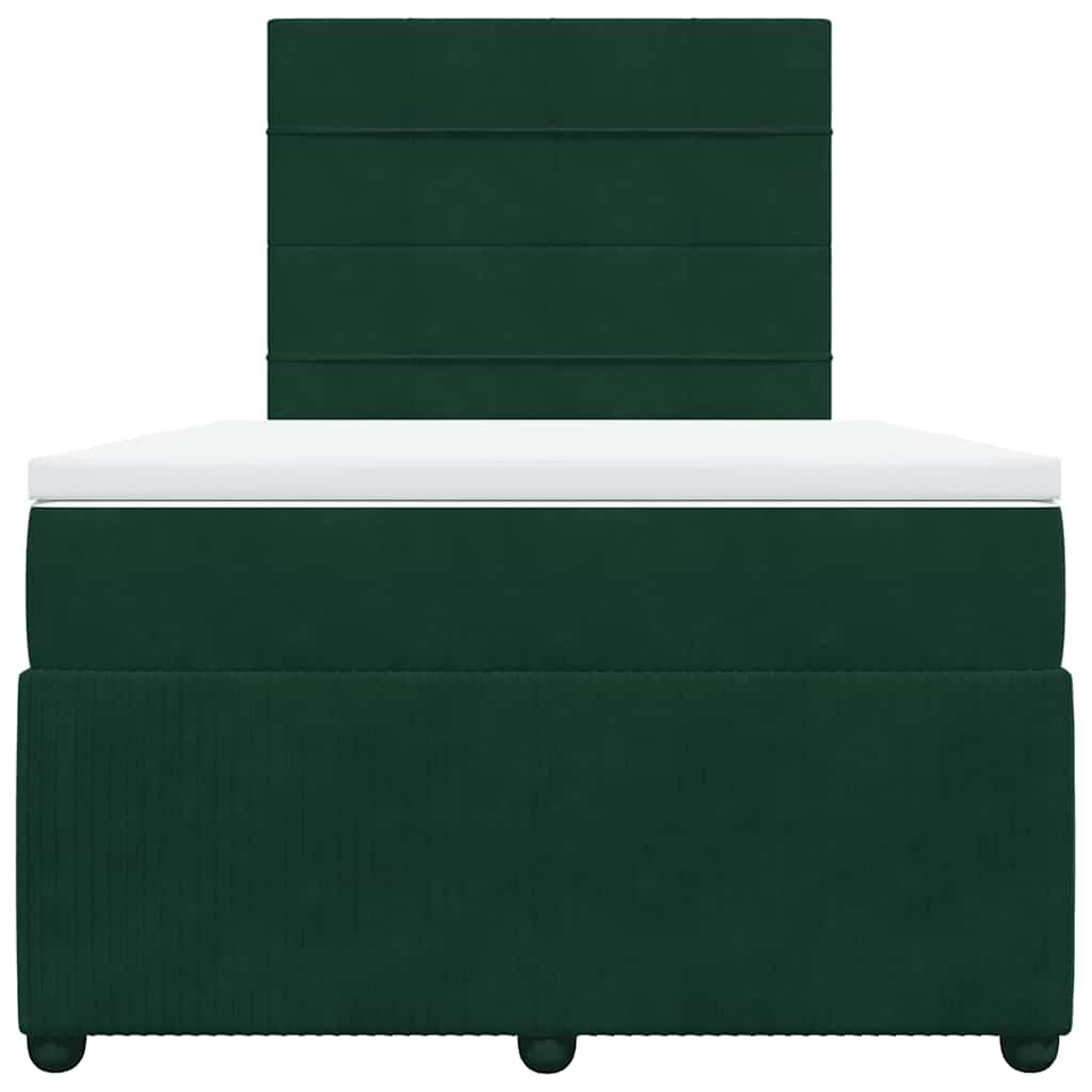 vidaXL Κρεβάτι Boxspring με Στρώμα Σκούρο Πράσινο 120x190εκ. Βελούδινο