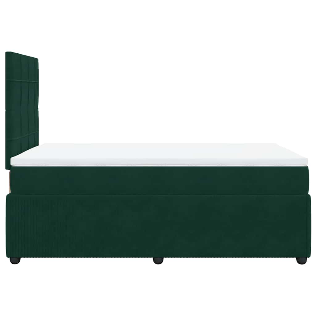 vidaXL Κρεβάτι Boxspring με Στρώμα Σκούρο Πράσινο 120x190εκ. Βελούδινο