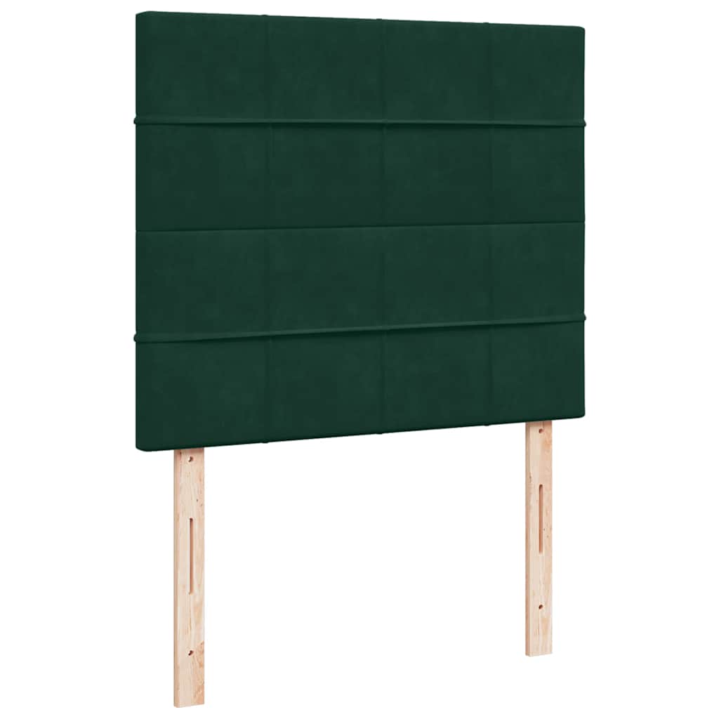 vidaXL Κρεβάτι Boxspring με Στρώμα Σκούρο Πράσινο 120x190εκ. Βελούδινο