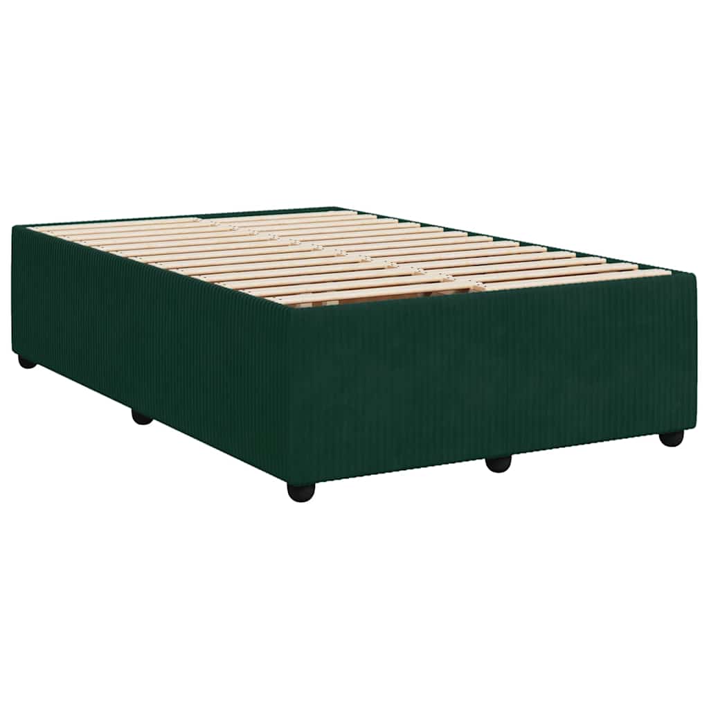 vidaXL Κρεβάτι Boxspring με Στρώμα Σκούρο Πράσινο 120x190εκ. Βελούδινο