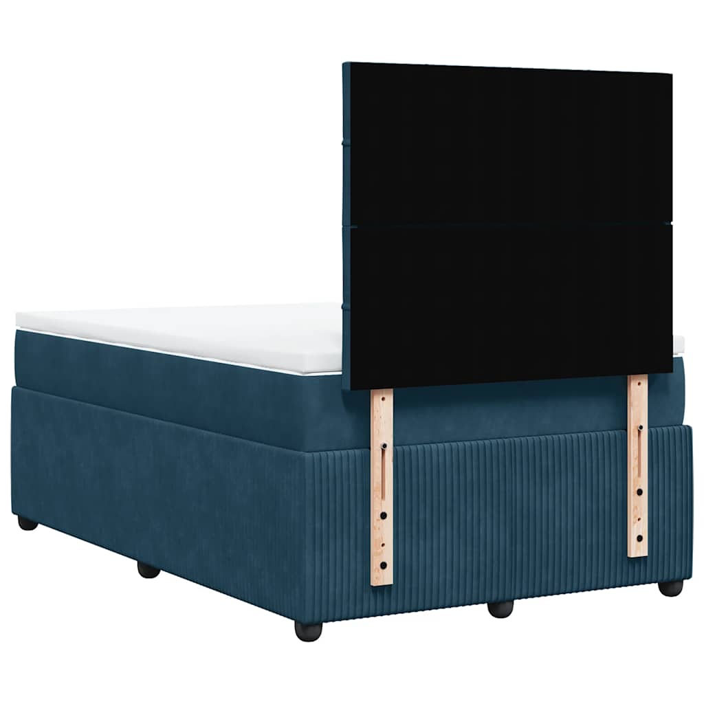 vidaXL Κρεβάτι Boxspring με Στρώμα Μπλε 120x190 εκ. Βελούδινο