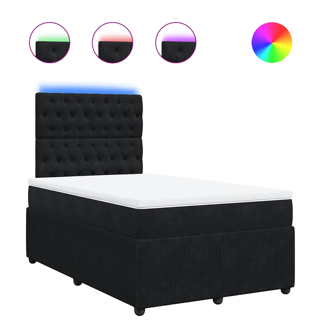 vidaXL Κρεβάτι Boxspring με Στρώμα Μαύρο 120x190 εκ. Βελούδινο