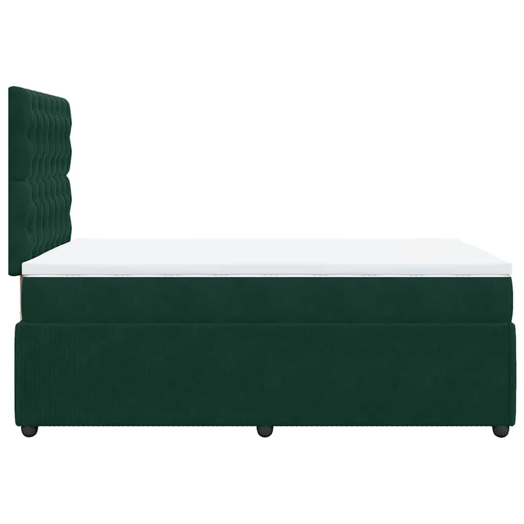 vidaXL Κρεβάτι Boxspring με Στρώμα Σκούρο Πράσινο 120x190εκ. Βελούδινο