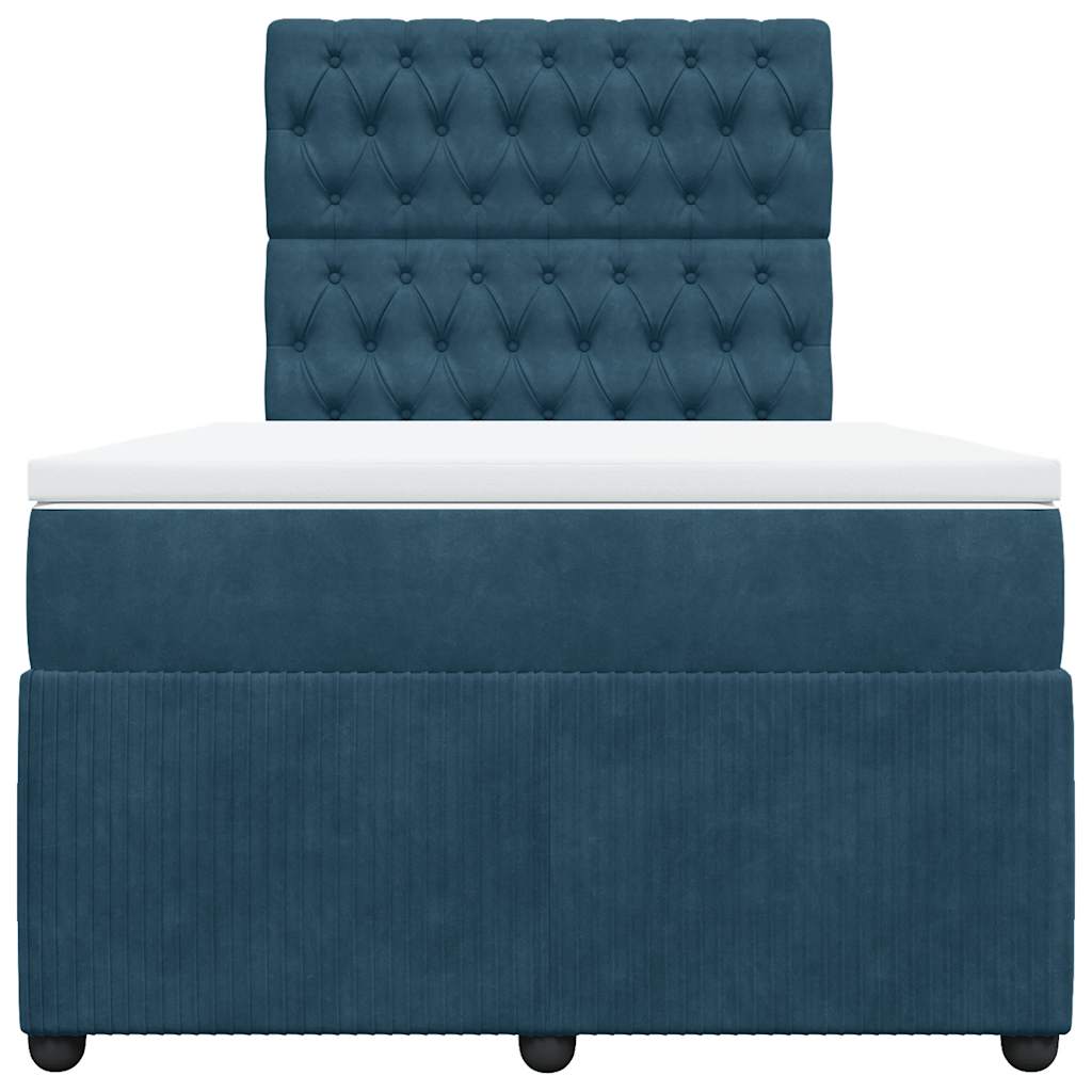 vidaXL Κρεβάτι Boxspring με Στρώμα Μπλε 120x190 εκ. Βελούδινο