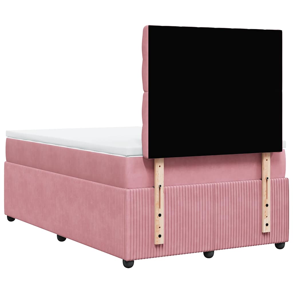 vidaXL Κρεβάτι Boxspring με Στρώμα Ροζ 120x190 εκ. Βελούδινο