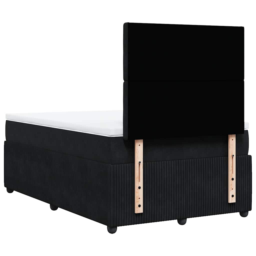 vidaXL Κρεβάτι Boxspring με Στρώμα Μαύρο 120x190 εκ. Βελούδινο