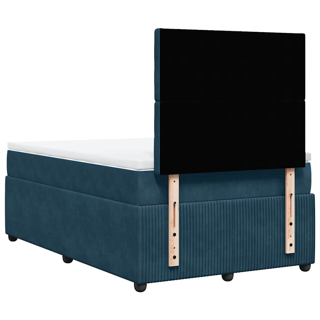 vidaXL Κρεβάτι Boxspring με Στρώμα Μπλε 120x190 εκ. Βελούδινο
