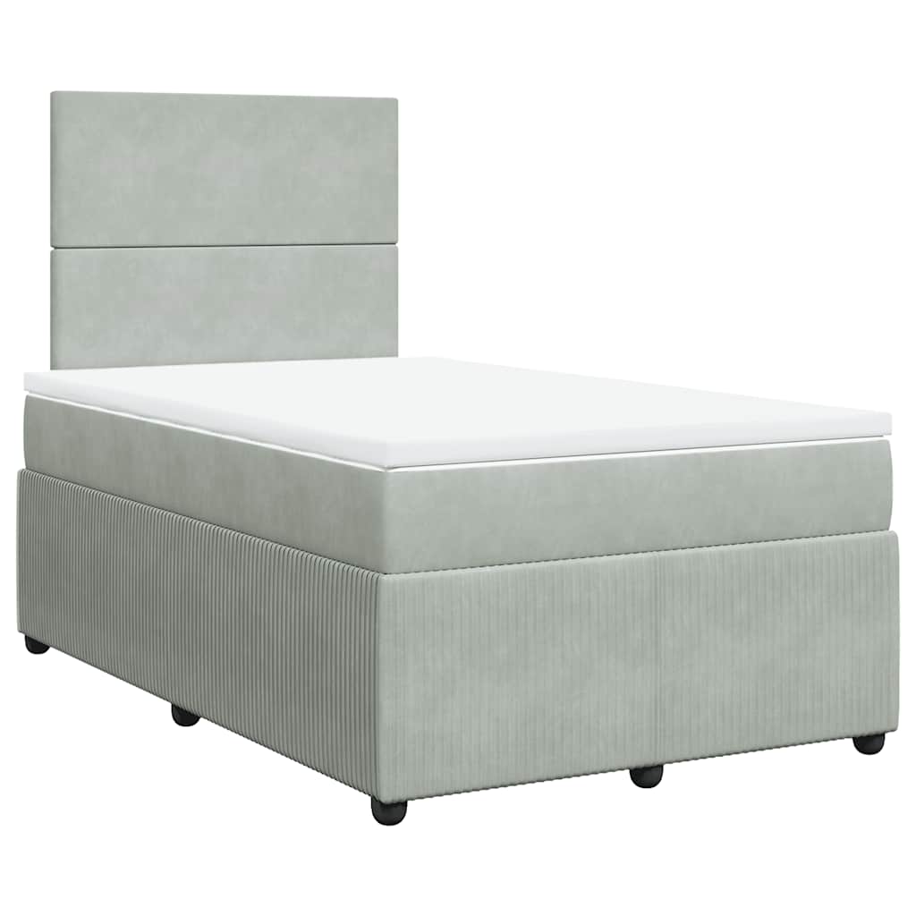 vidaXL Κρεβάτι Boxspring με Στρώμα Ανοιχτό Γκρι 120x200 εκ. Βελούδινο
