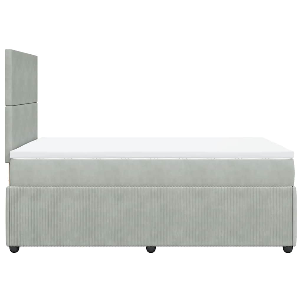 vidaXL Κρεβάτι Boxspring με Στρώμα Ανοιχτό Γκρι 120x200 εκ. Βελούδινο