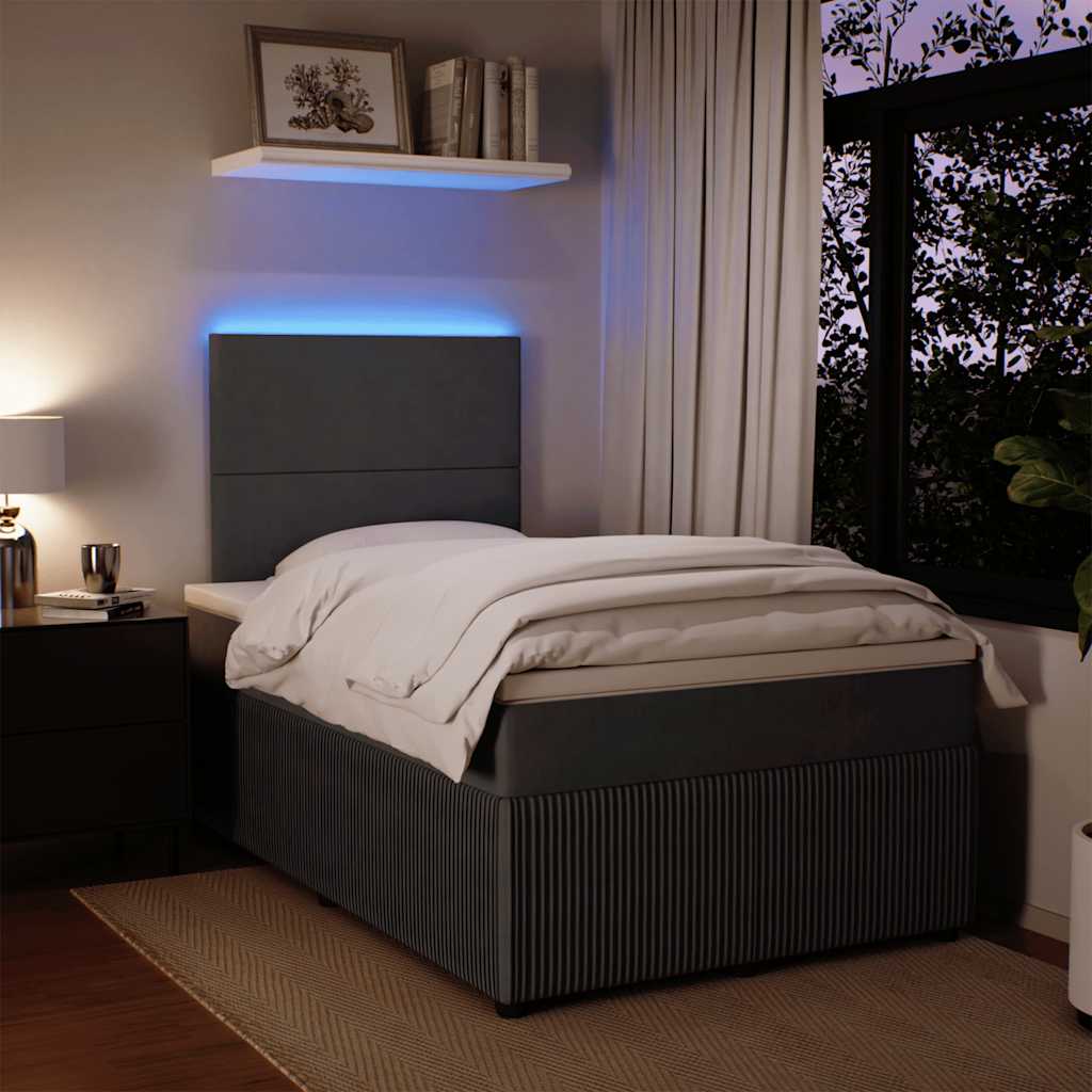 vidaXL Κρεβάτι Boxspring με Στρώμα Σκούρο Γκρι 120x200 εκ. Βελούδινο