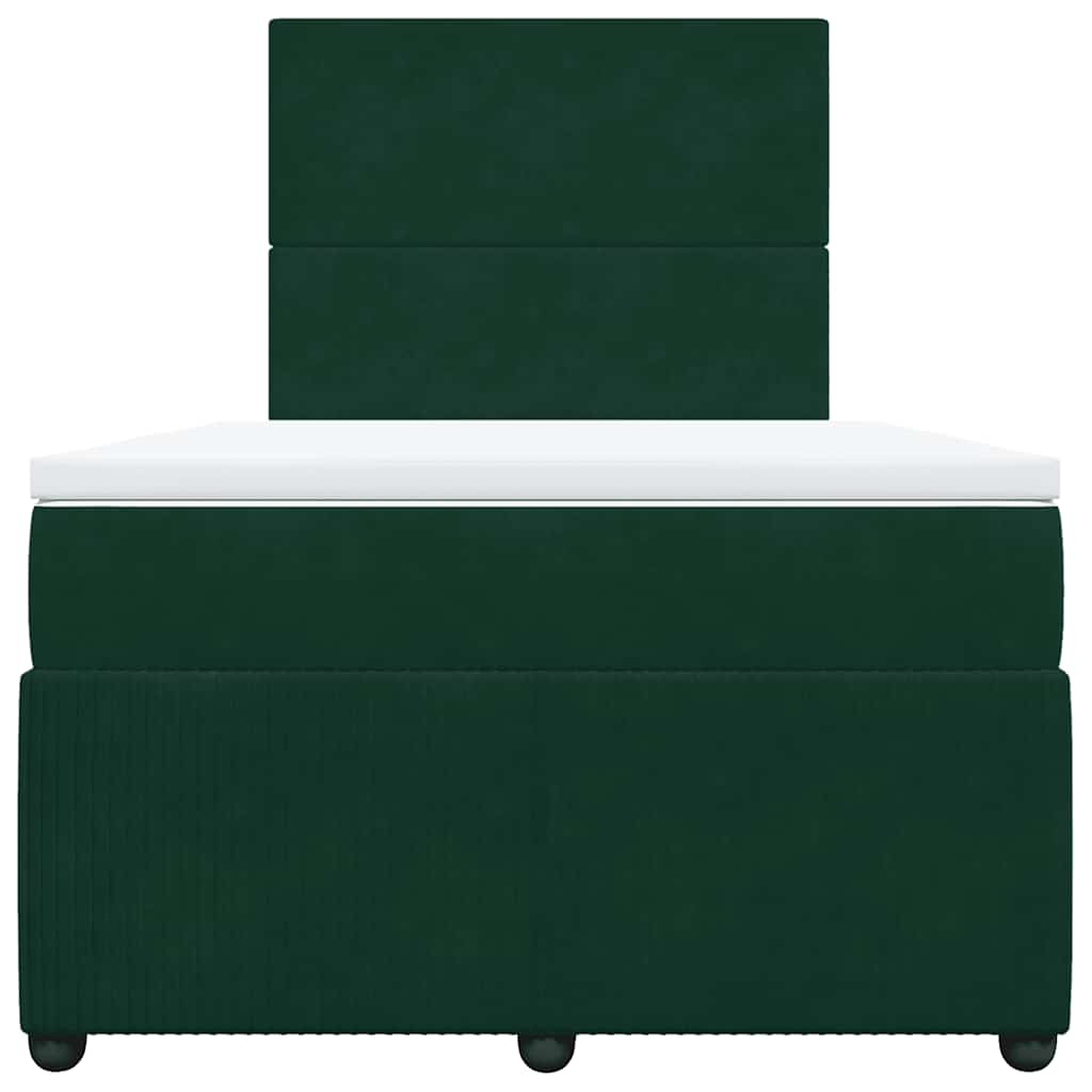 vidaXL Κρεβάτι Boxspring με Στρώμα Σκούρο Πράσινο 120x200εκ. Βελούδινο