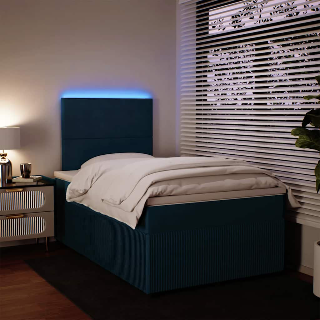 vidaXL Κρεβάτι Boxspring με Στρώμα Μπλε 120x200 εκ. Βελούδινο