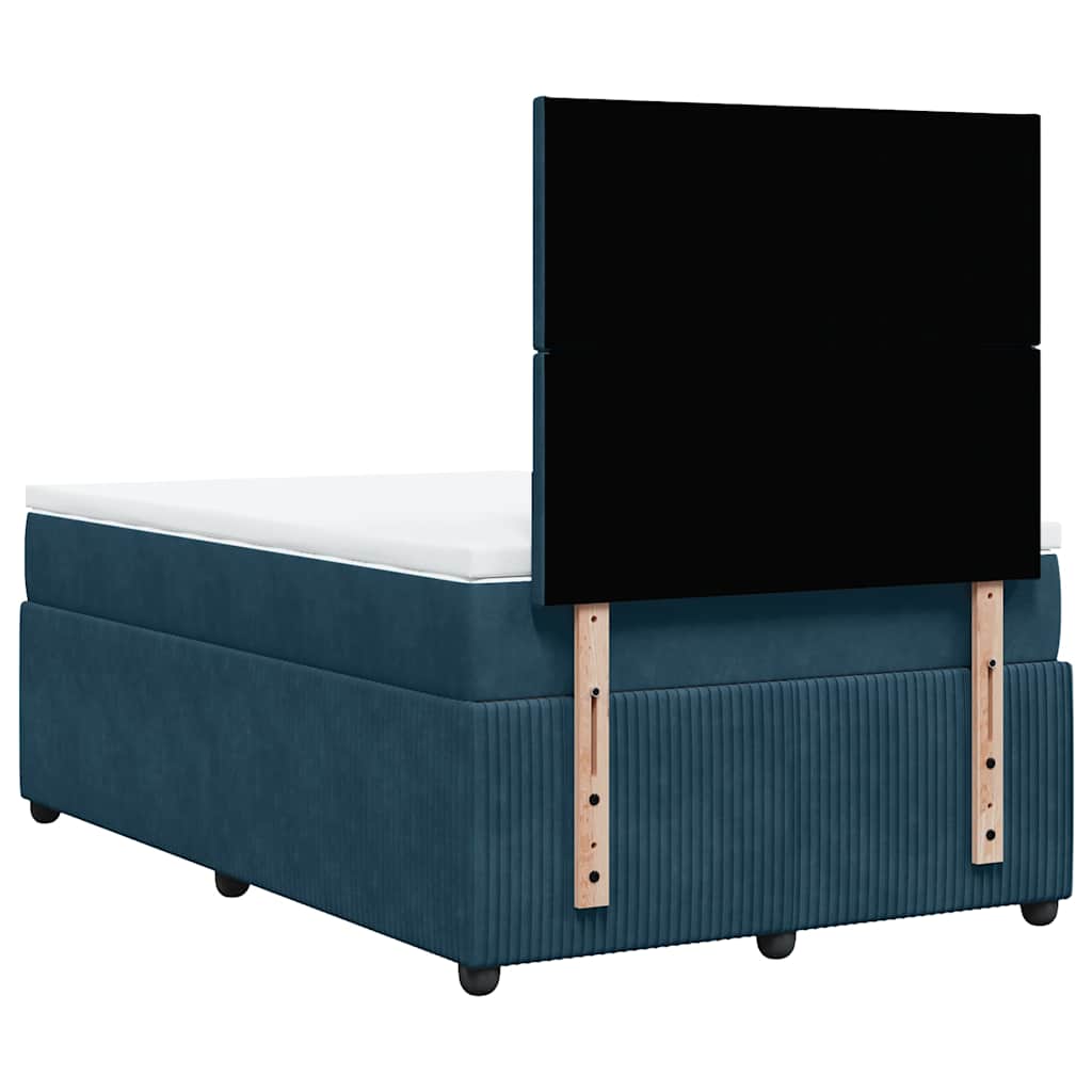 vidaXL Κρεβάτι Boxspring με Στρώμα Μπλε 120x200 εκ. Βελούδινο