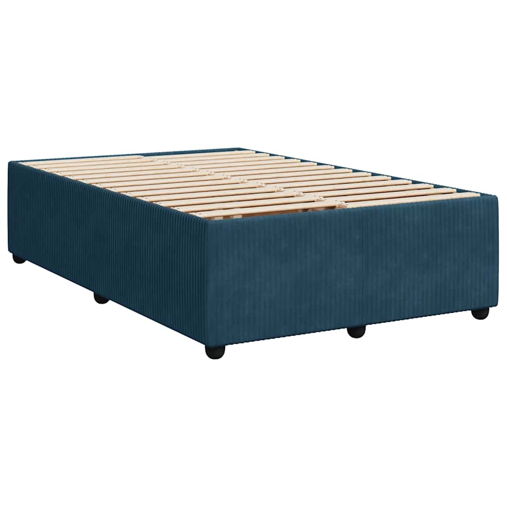 vidaXL Κρεβάτι Boxspring με Στρώμα Μπλε 120x200 εκ. Βελούδινο