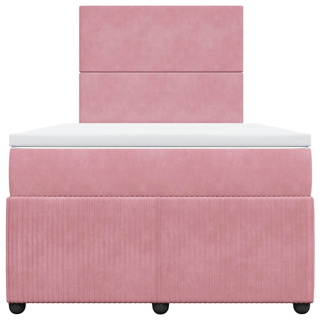 vidaXL Κρεβάτι Boxspring με Στρώμα Ροζ 120x200 εκ. Βελούδινο