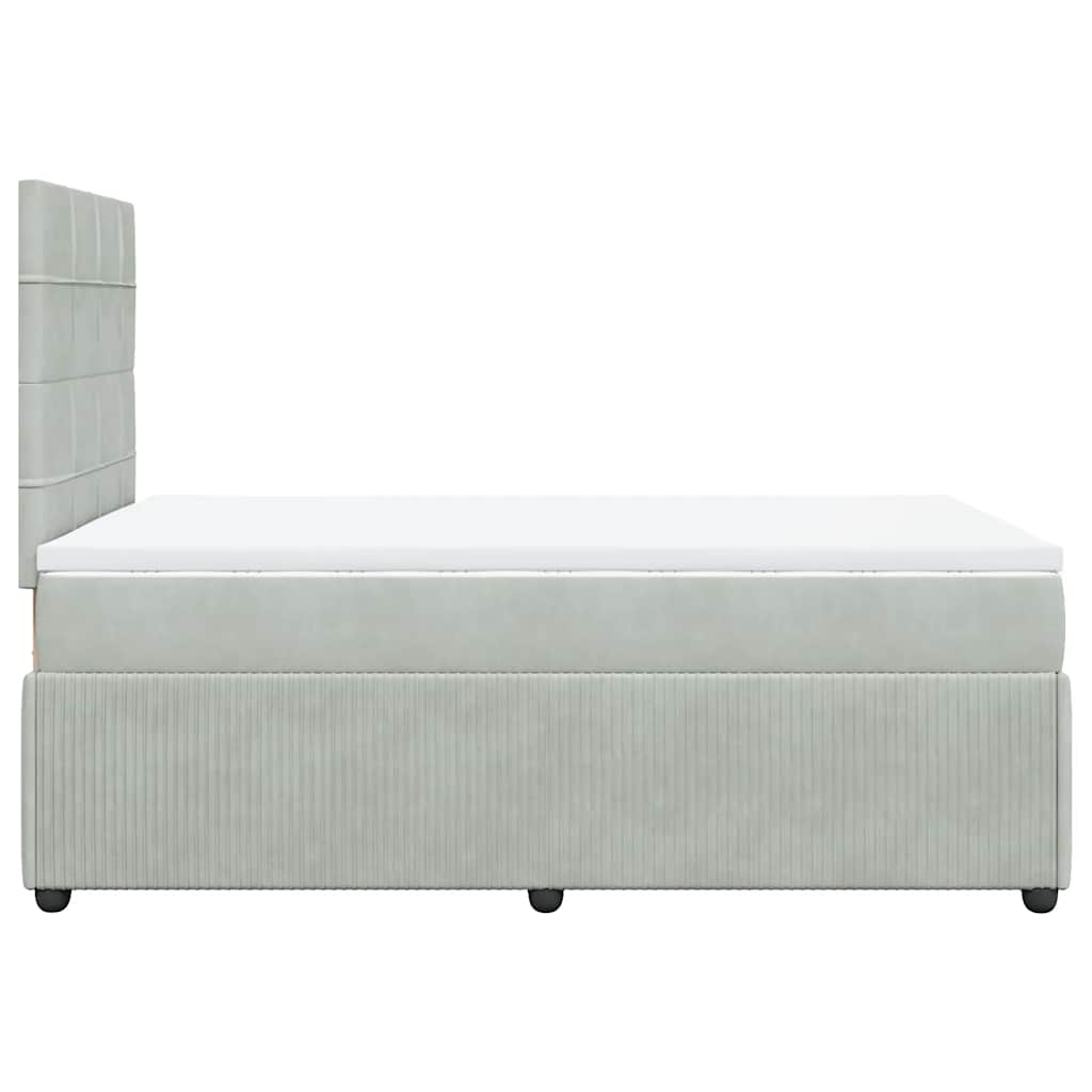 vidaXL Κρεβάτι Boxspring με Στρώμα Ανοιχτό Γκρι 120x200 εκ. Βελούδινο