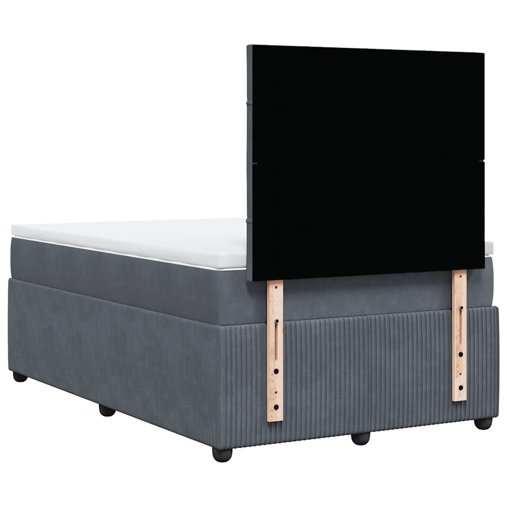 vidaXL Κρεβάτι Boxspring με Στρώμα Σκούρο Γκρι 120x200 εκ. Βελούδινο