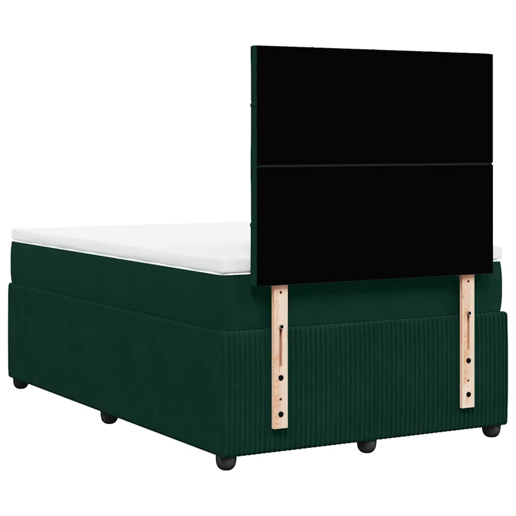 vidaXL Κρεβάτι Boxspring με Στρώμα Σκούρο Πράσινο 120x200εκ. Βελούδινο