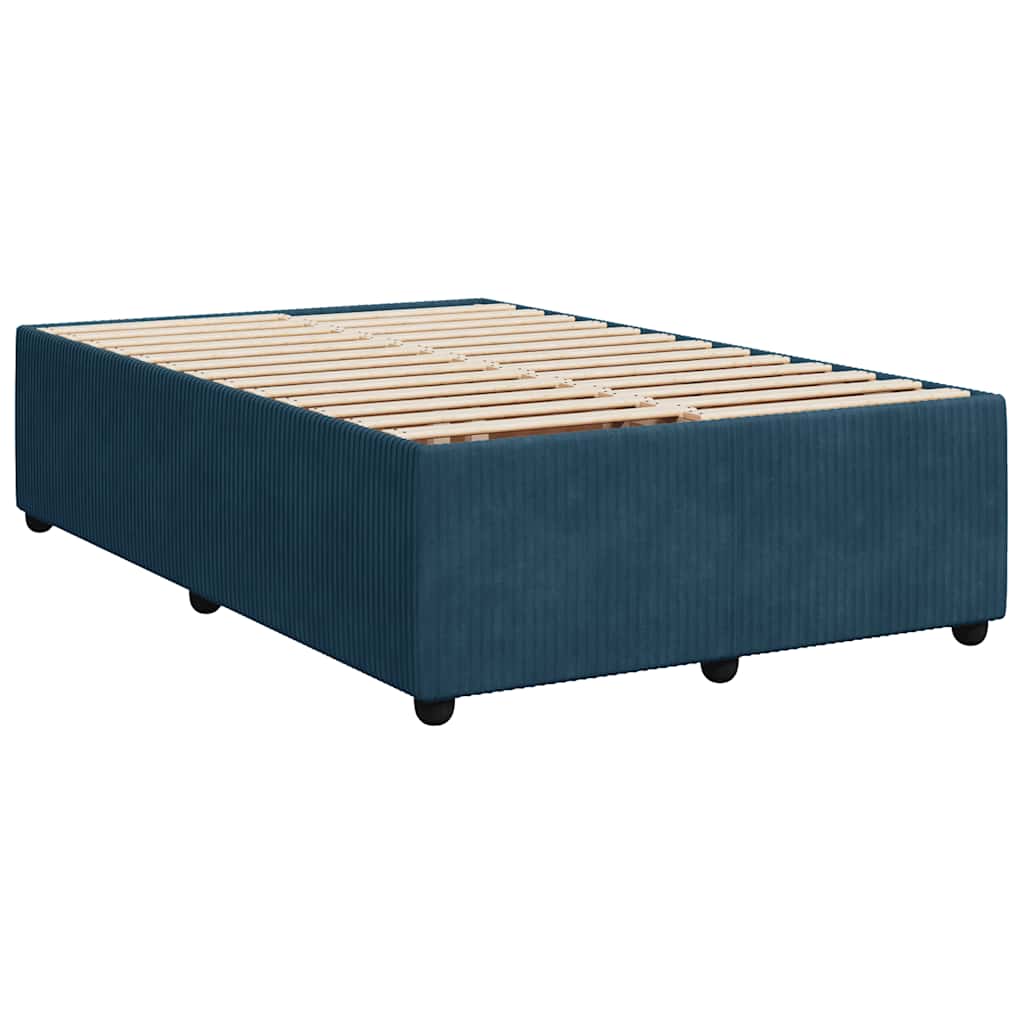 vidaXL Κρεβάτι Boxspring με Στρώμα Μπλε 120x200 εκ. Βελούδινο