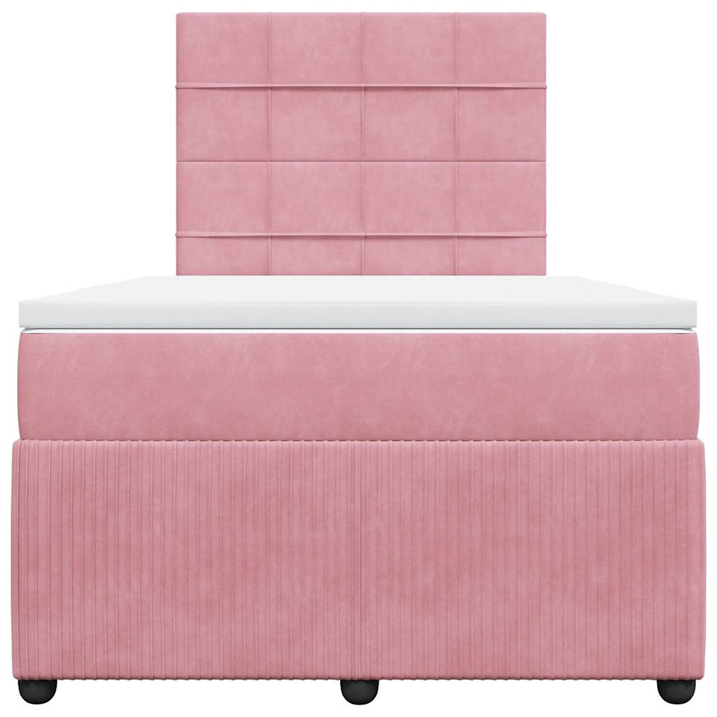 vidaXL Κρεβάτι Boxspring με Στρώμα Ροζ 120x200 εκ. Βελούδινο