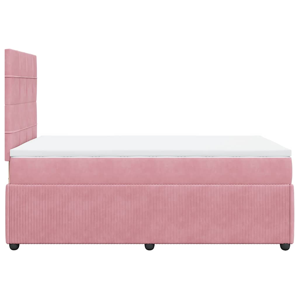 vidaXL Κρεβάτι Boxspring με Στρώμα Ροζ 120x200 εκ. Βελούδινο