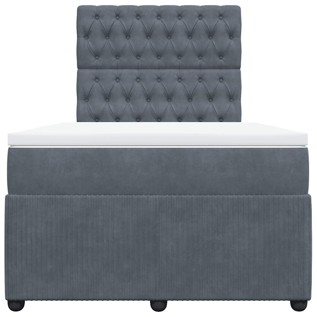vidaXL Κρεβάτι Boxspring με Στρώμα Σκούρο Γκρι 120x200 εκ. Βελούδινο